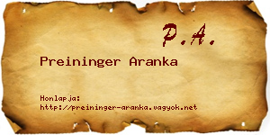 Preininger Aranka névjegykártya